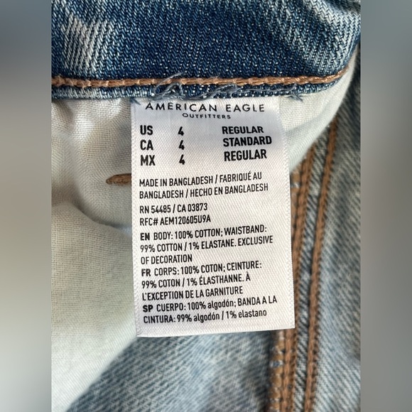 American Eagle Mom Straight Jean Distressed Light Blue Jeans Women’s Size 4 - Picture 10 of 15